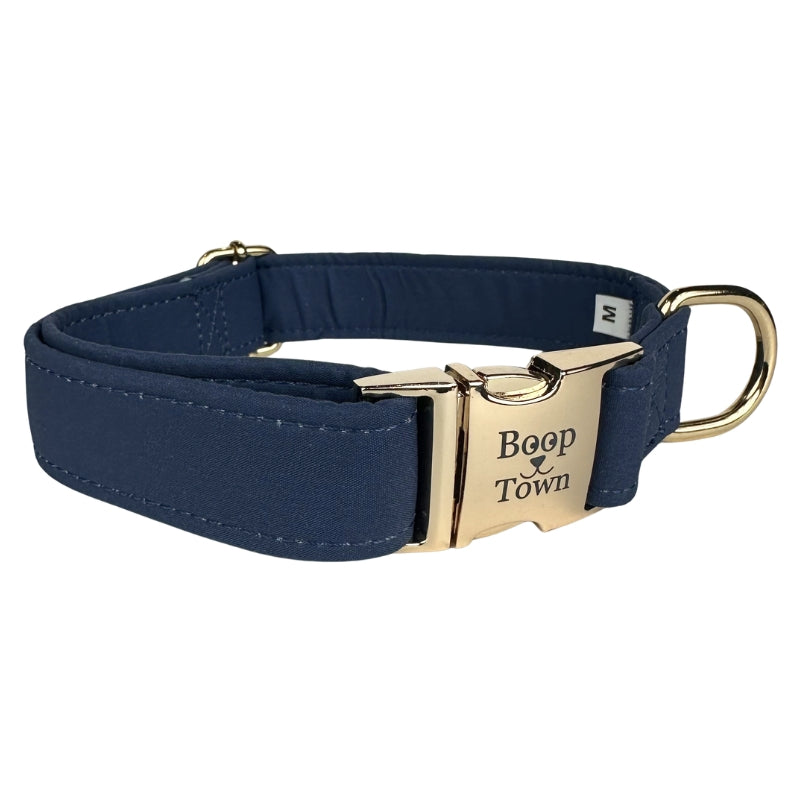 Boop Town Soft Cotton Dog Collar - Anti-Hair Matting & Durable Nylon Core - Quick Release Metal Buckle - Adjustable for Small Medium Large XL Dogs - Gold Tone Hardware