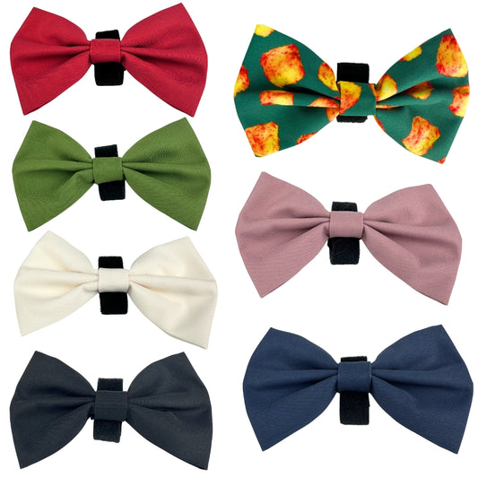 100% Cotton Dog Bow Tie with Easy Collar Attachment | Universal Soft Adjustable Pet Bows Size 2 ¾" × 4 ⅓"