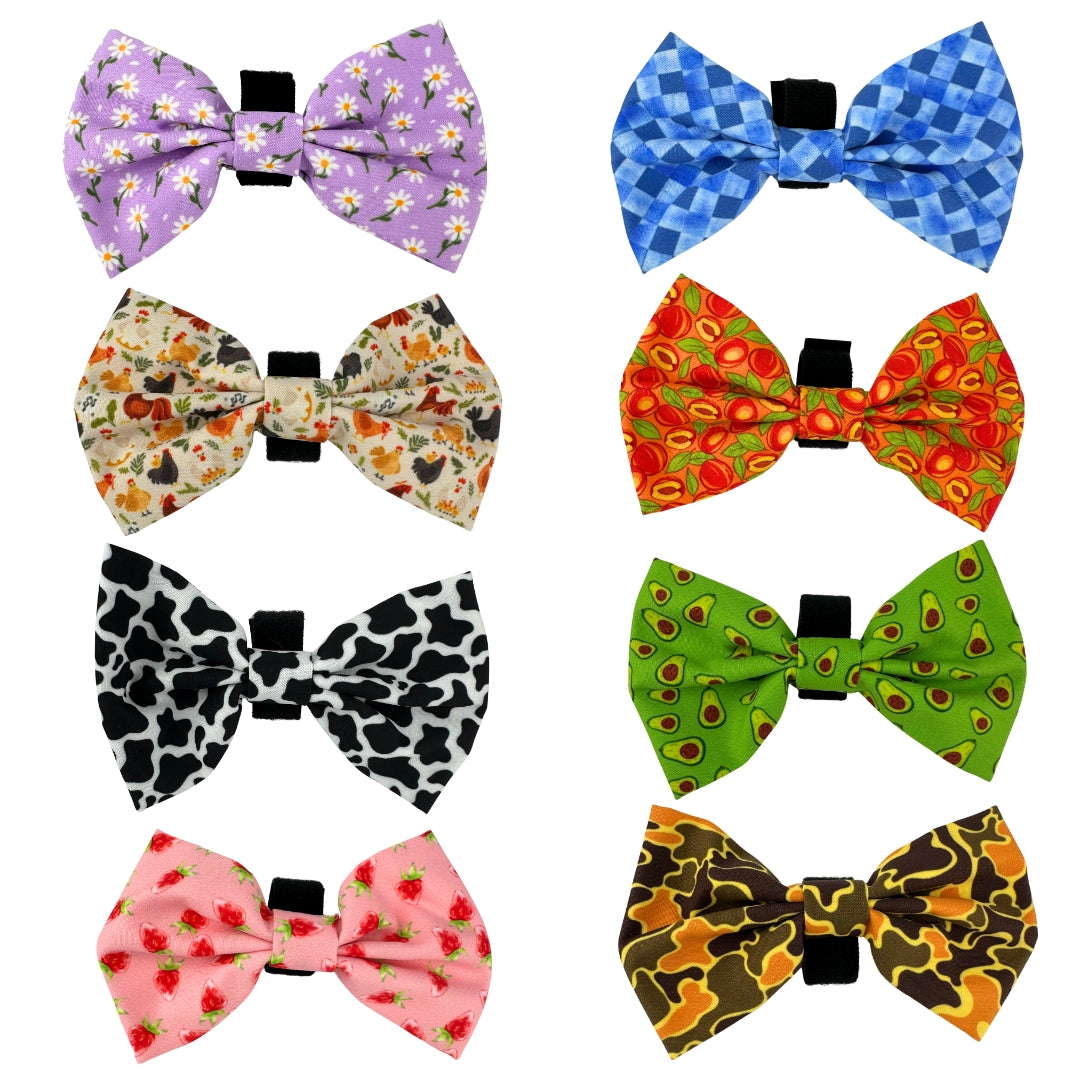 100% Cotton Dog Bow Tie with Easy Collar Attachment | Universal Soft Adjustable Pet Bows Size 2 ¾" × 4 ⅓"
