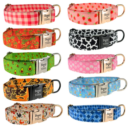 Boop Town Soft Cotton Dog Collar with Metal Buckle